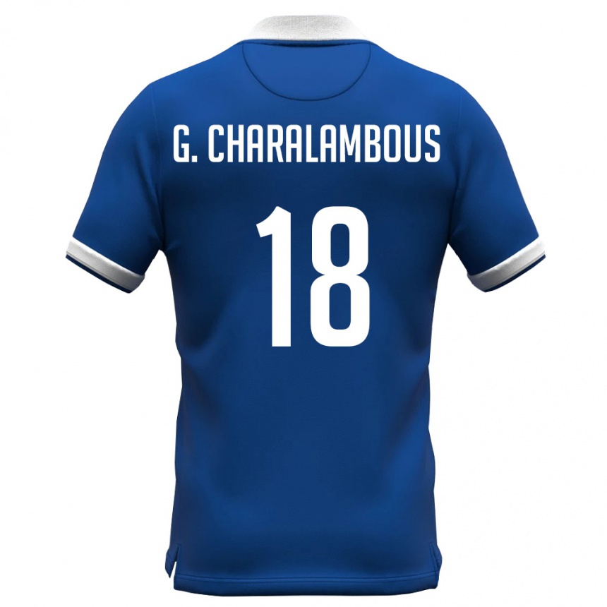 גברים כדורגל קפריסין Gordon Panagiotis Charalambous #18 כחול מלכותי לבן ג'רזי ביתית 26-28
