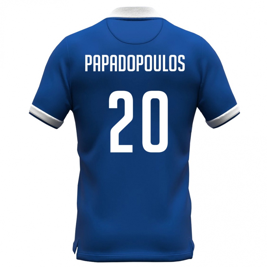גברים כדורגל קפריסין Christos Papadopoulos #20 כחול מלכותי לבן ג'רזי ביתית 26-28