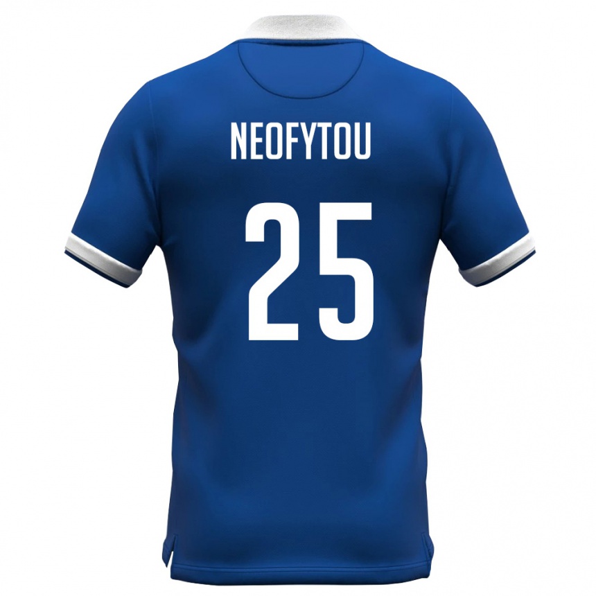 גברים כדורגל קפריסין Angelos Neofytou #25 כחול מלכותי לבן ג'רזי ביתית 26-28