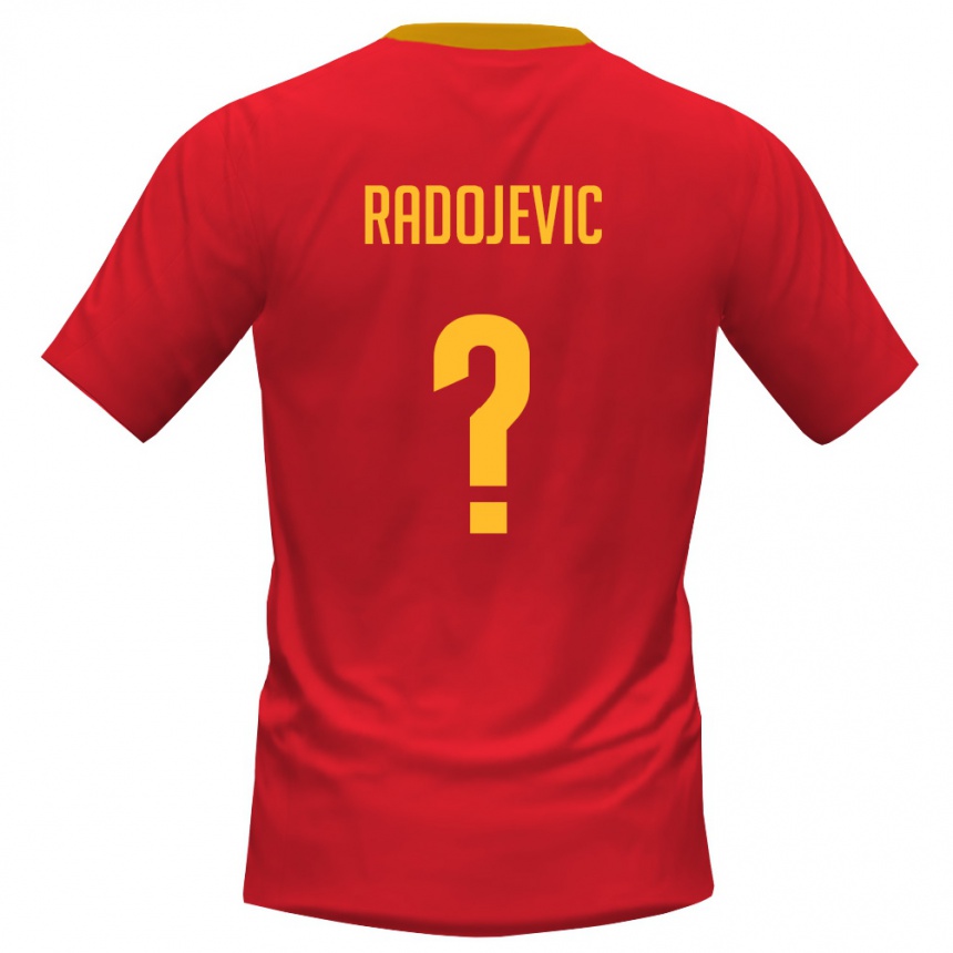 גברים כדורגל מונטנגרו Stefan Radojevic #0 אדום צהוב ג'רזי ביתית 26-28