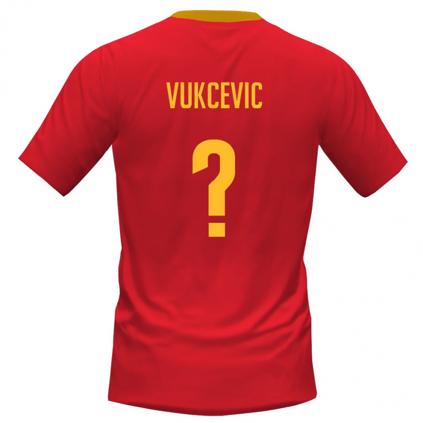 גברים כדורגל מונטנגרו Rastko Vukcevic #0 אדום צהוב ג'רזי ביתית 26-28