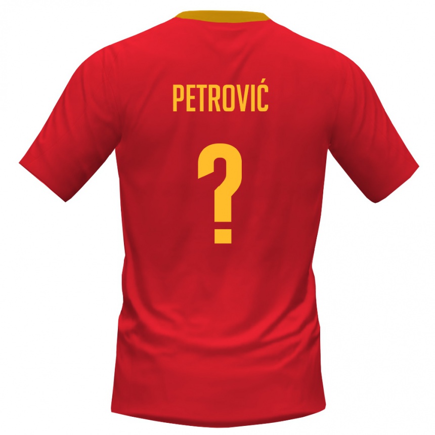 גברים כדורגל מונטנגרו Jovan Petrović #0 אדום צהוב ג'רזי ביתית 26-28