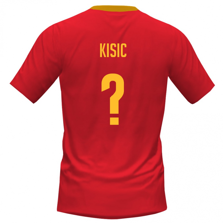 גברים כדורגל מונטנגרו Danilo Kisic #0 אדום צהוב ג'רזי ביתית 26-28