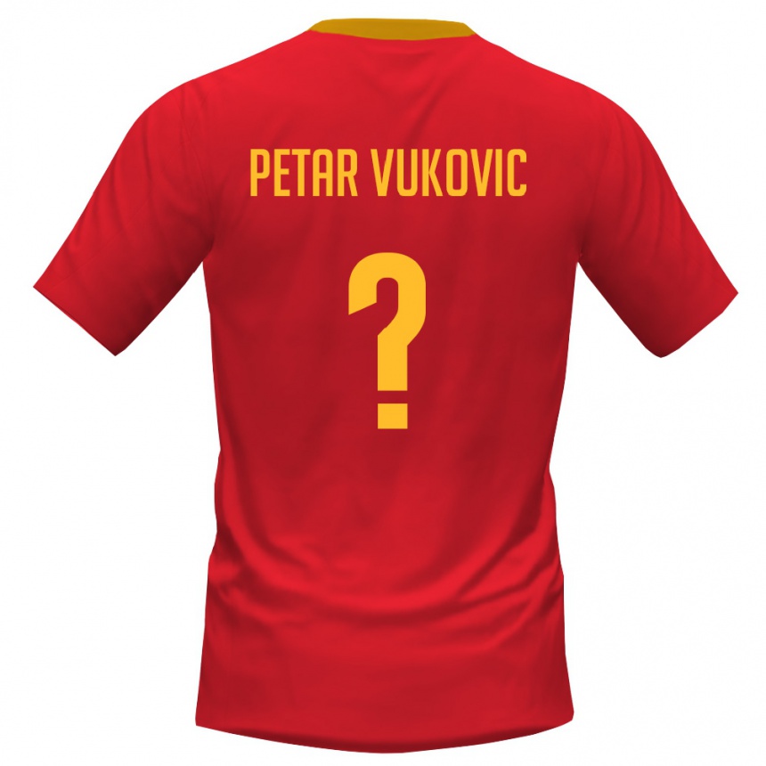 גברים כדורגל מונטנגרו Petar Vukovic #0 אדום צהוב ג'רזי ביתית 26-28