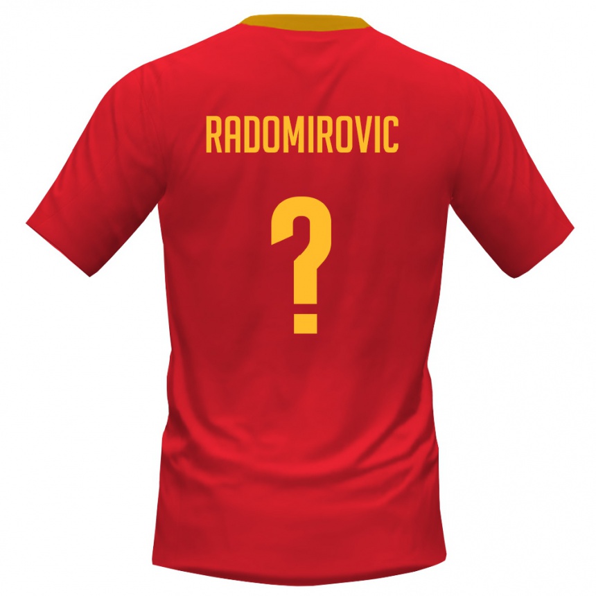 גברים כדורגל מונטנגרו Petar Radomirovic #0 אדום צהוב ג'רזי ביתית 26-28