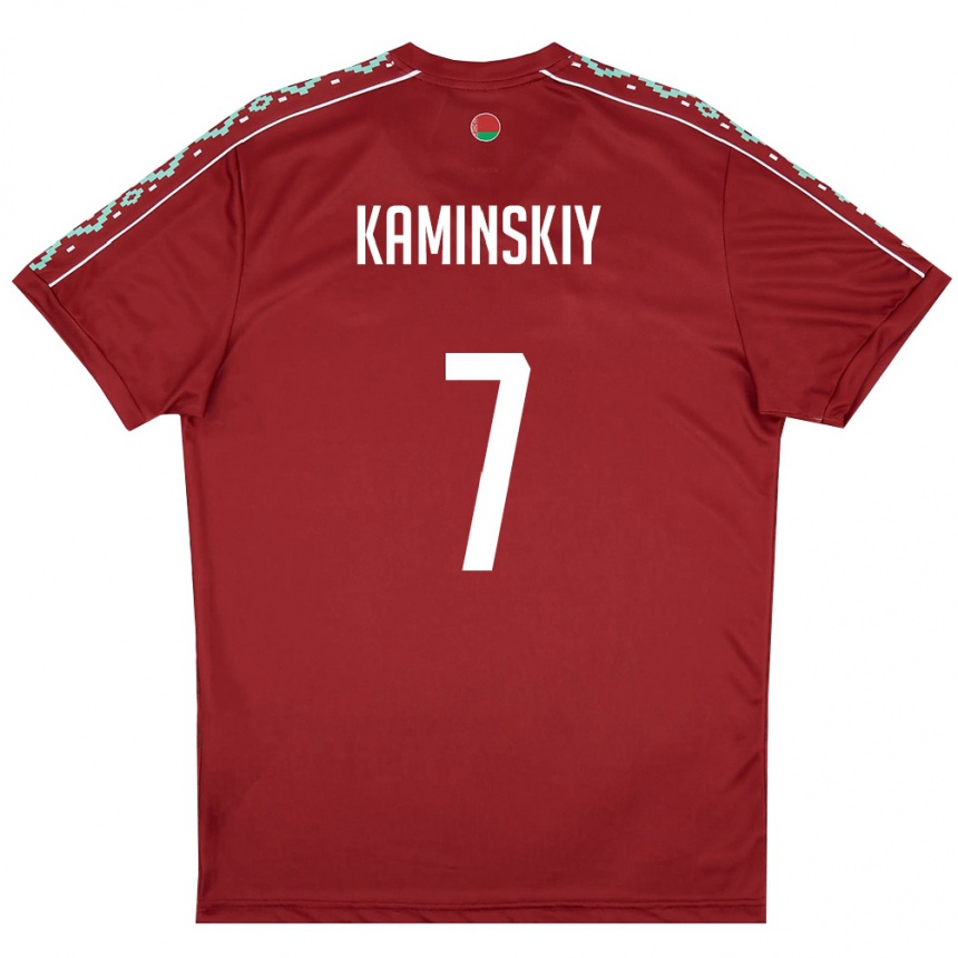 גברים כדורגל בלארוס Timofey Kaminskiy #7 אדום עמוק לבן ג'רזי ביתית 26-28