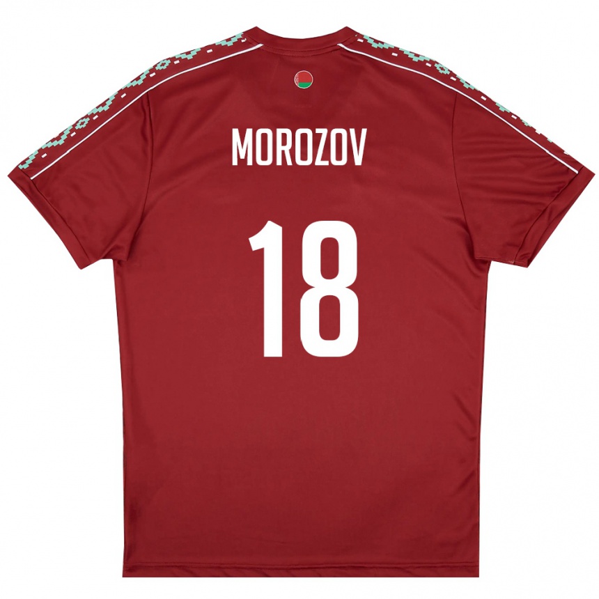 גברים כדורגל בלארוס Vladislav Morozov #18 אדום עמוק לבן ג'רזי ביתית 26-28