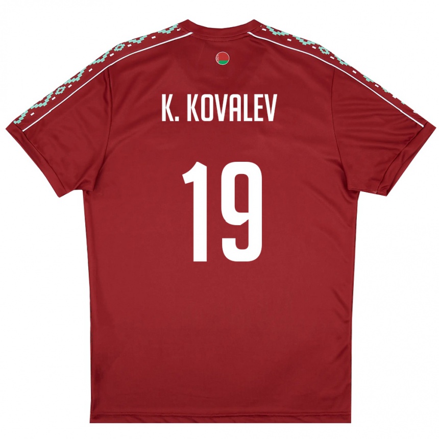 גברים כדורגל בלארוס Kirill Kovalev #19 אדום עמוק לבן ג'רזי ביתית 26-28
