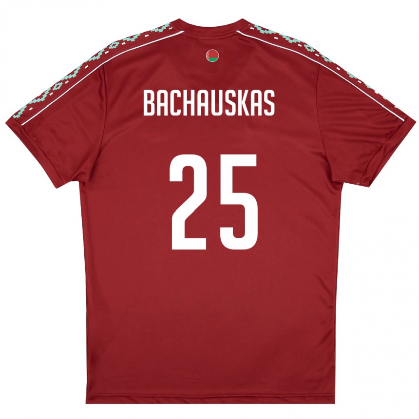 גברים כדורגל בלארוס Ivan Bachauskas #25 אדום עמוק לבן ג'רזי ביתית 26-28