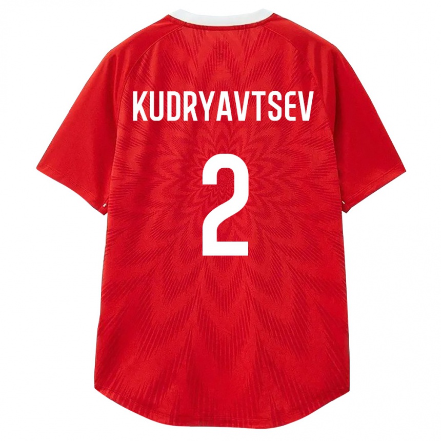 גברים כדורגל רוסיה Vladislav Kudryavtsev #2 אדום לבן חום ג'רזי ביתית 26-28