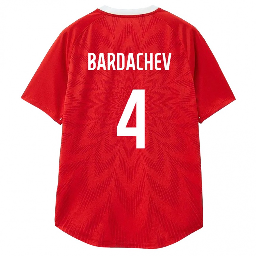 גברים כדורגל רוסיה Matvey Bardachev #4 אדום לבן חום ג'רזי ביתית 26-28