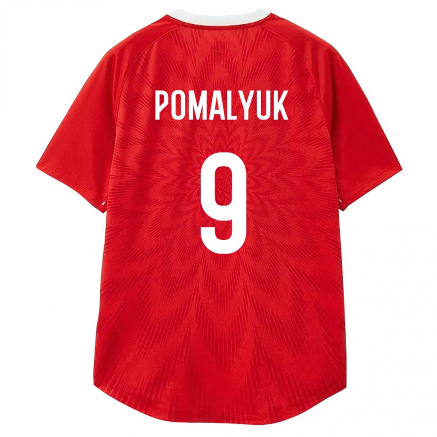 גברים כדורגל רוסיה Aleksandr Pomalyuk #9 אדום לבן חום ג'רזי ביתית 26-28