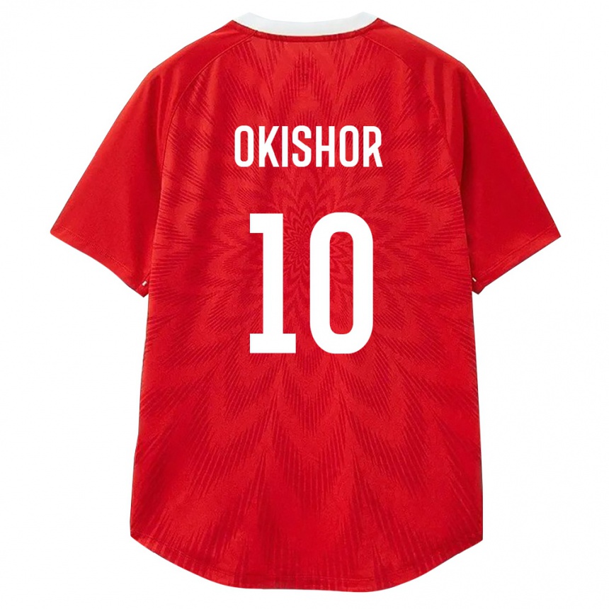 גברים כדורגל רוסיה Viktor Okishor #10 אדום לבן חום ג'רזי ביתית 26-28
