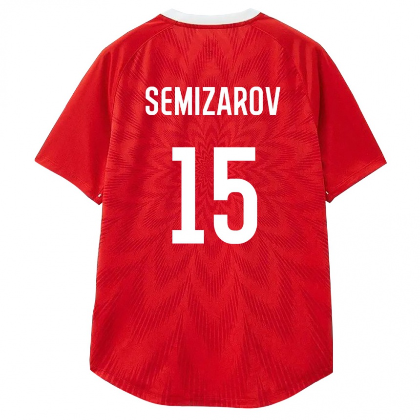 גברים כדורגל רוסיה Oleg Semizarov #15 אדום לבן חום ג'רזי ביתית 26-28
