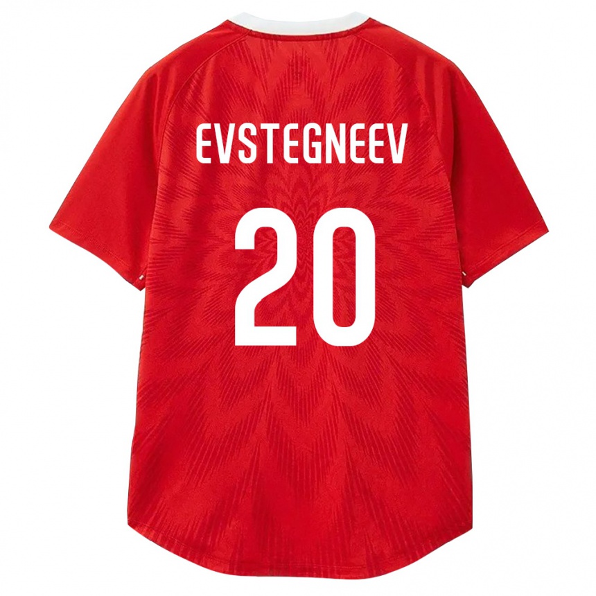 גברים כדורגל רוסיה Aleksey Evstegneev #20 אדום לבן חום ג'רזי ביתית 26-28