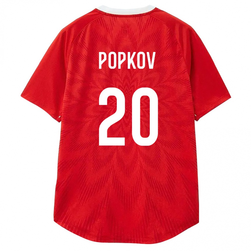 גברים כדורגל רוסיה Danila Popkov #20 אדום לבן חום ג'רזי ביתית 26-28