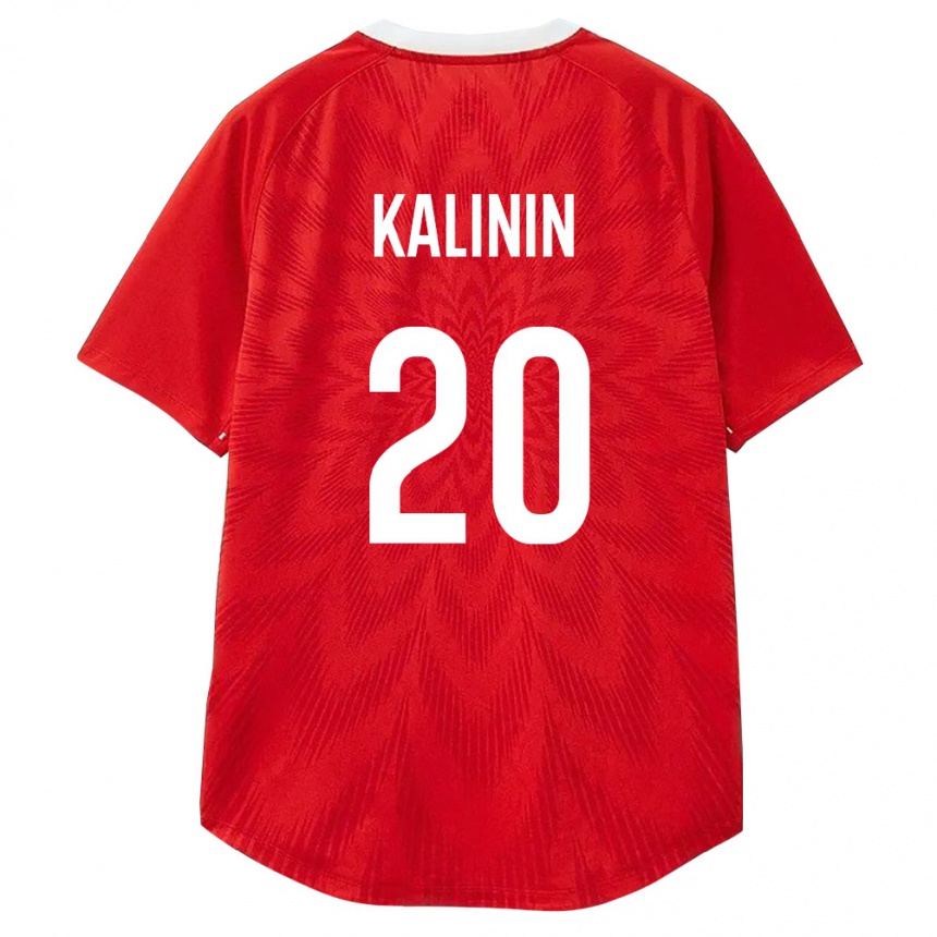 גברים כדורגל רוסיה Dmitriy Kalinin #20 אדום לבן חום ג'רזי ביתית 26-28