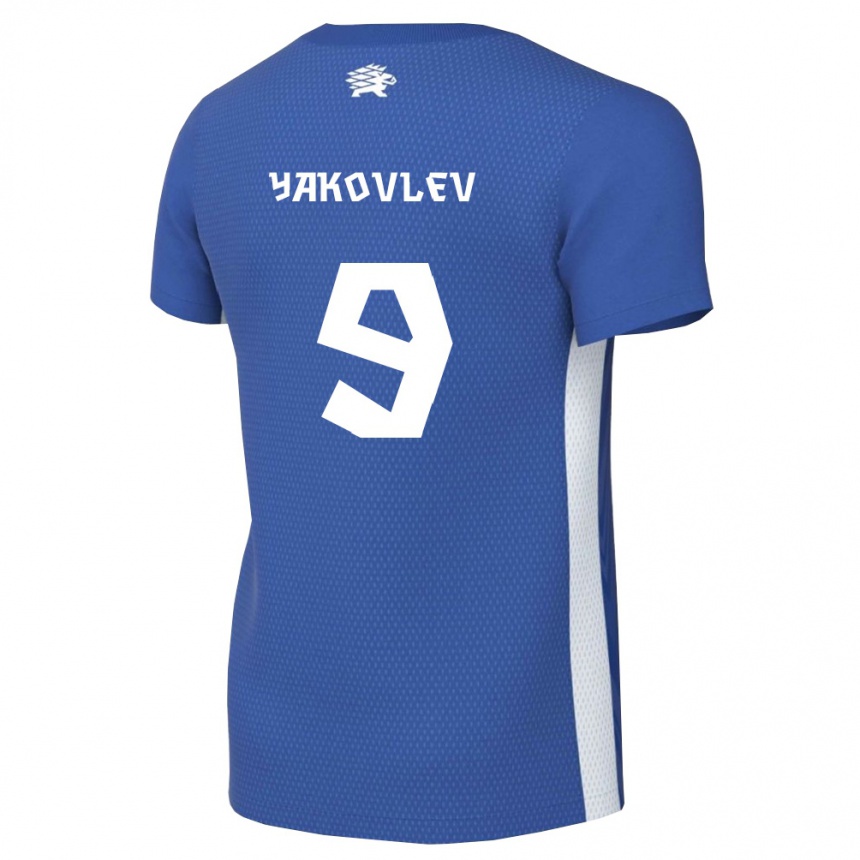 גברים כדורגל אסטוניה יואן יאקובלב #9 כחול כהה לבן ג'רזי ביתית 26-28