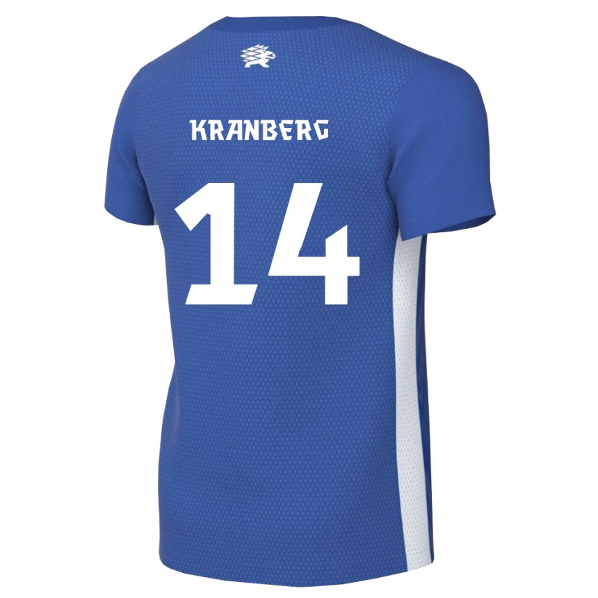 גברים כדורגל אסטוניה Ricardo Kranberg #14 כחול כהה לבן ג'רזי ביתית 26-28