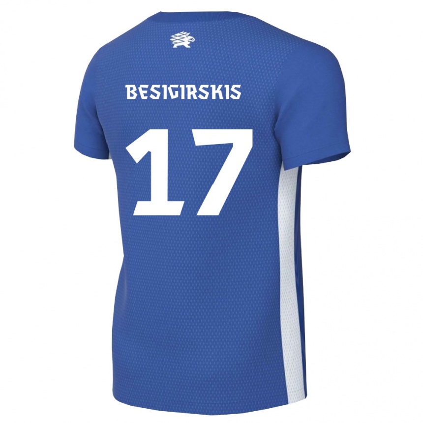 גברים כדורגל אסטוניה Arnas Besigirskis #17 כחול כהה לבן ג'רזי ביתית 26-28