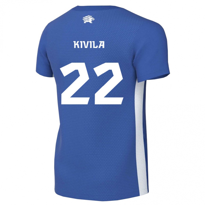 גברים כדורגל אסטוניה Kaur Kivila #22 כחול כהה לבן ג'רזי ביתית 26-28
