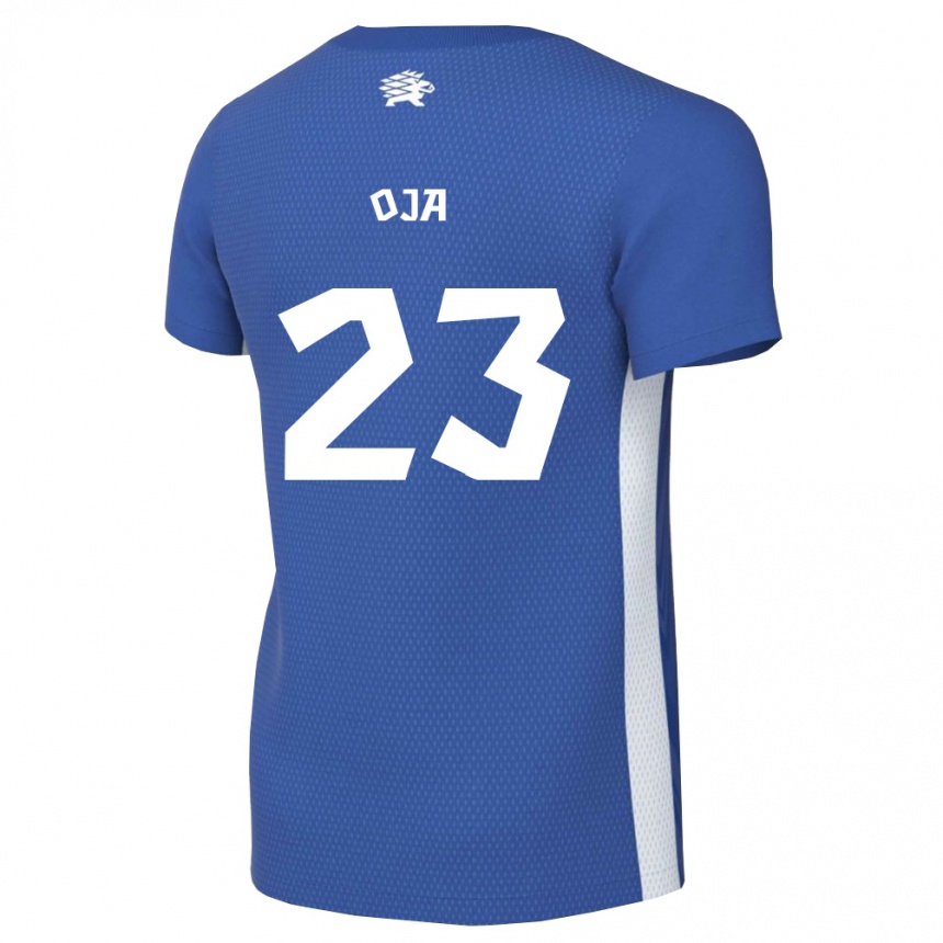 גברים כדורגל אסטוניה Johannes Oja #23 כחול כהה לבן ג'רזי ביתית 26-28