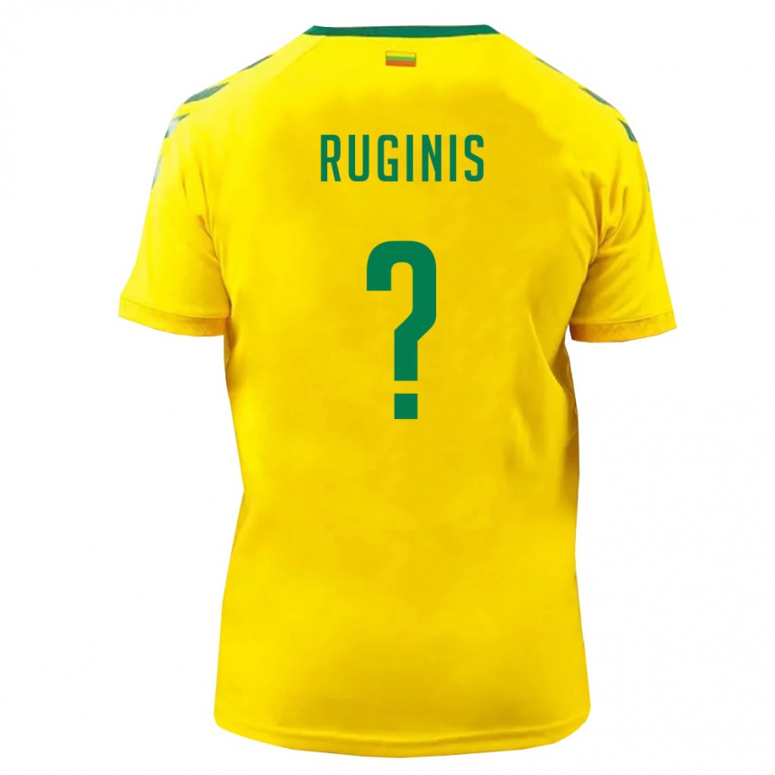 גברים כדורגל ליטא Augustas Ruginis #0 צהוב ירוק ג'רזי ביתית 26-28