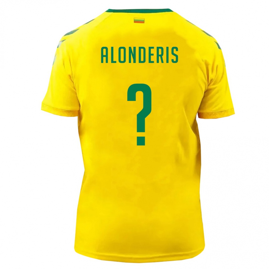 גברים כדורגל ליטא Ailandas Alonderis #0 צהוב ירוק ג'רזי ביתית 26-28