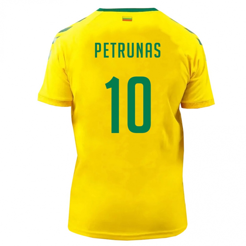 גברים כדורגל ליטא Lukas Petrunas #10 צהוב ירוק ג'רזי ביתית 26-28