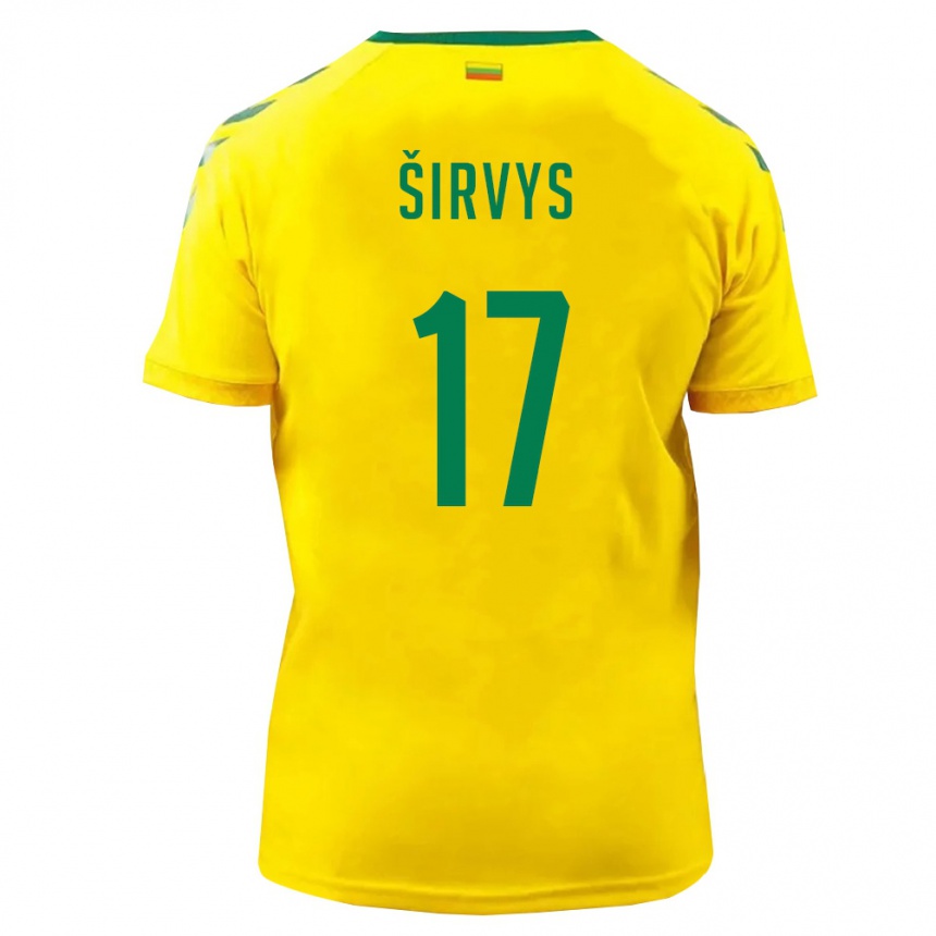 גברים כדורגל ליטא Pijus Sirvys #17 צהוב ירוק ג'רזי ביתית 26-28
