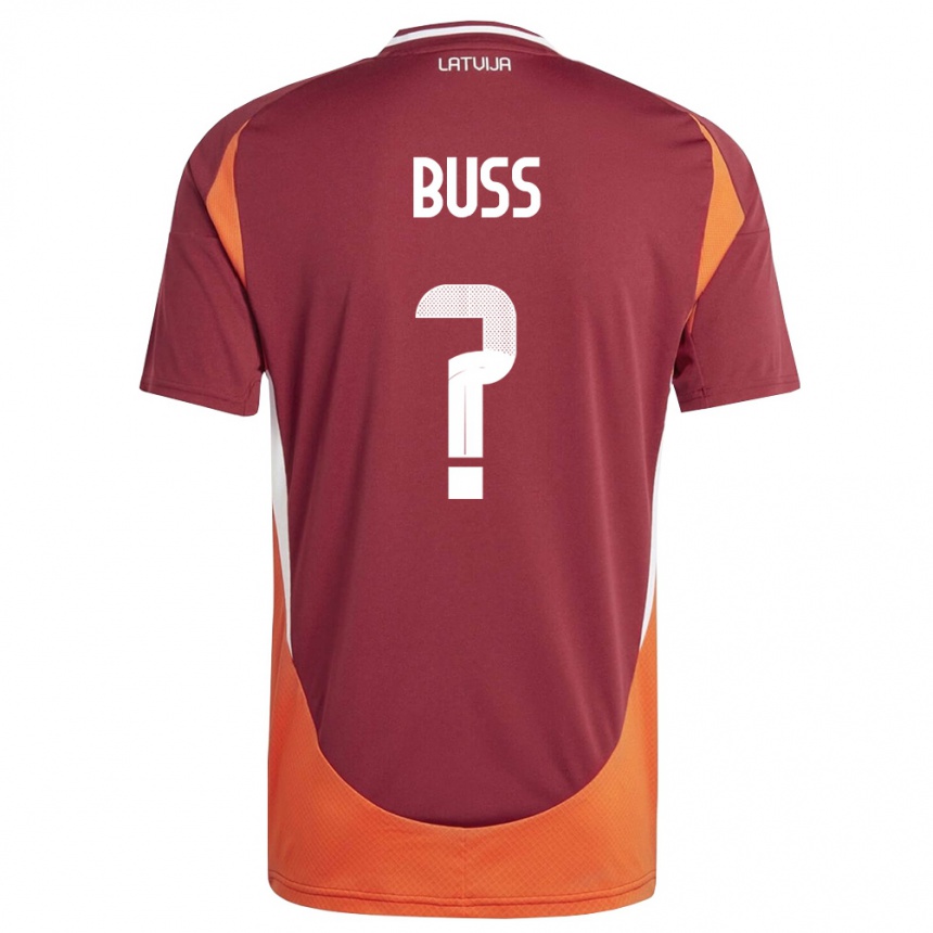 גברים כדורגל לטביה Rojs Buss #0 אדום עמוק לבן כתום ג'רזי ביתית 26-28