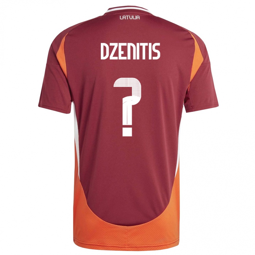 גברים כדורגל לטביה Olivers Dzenitis #0 אדום עמוק לבן כתום ג'רזי ביתית 26-28