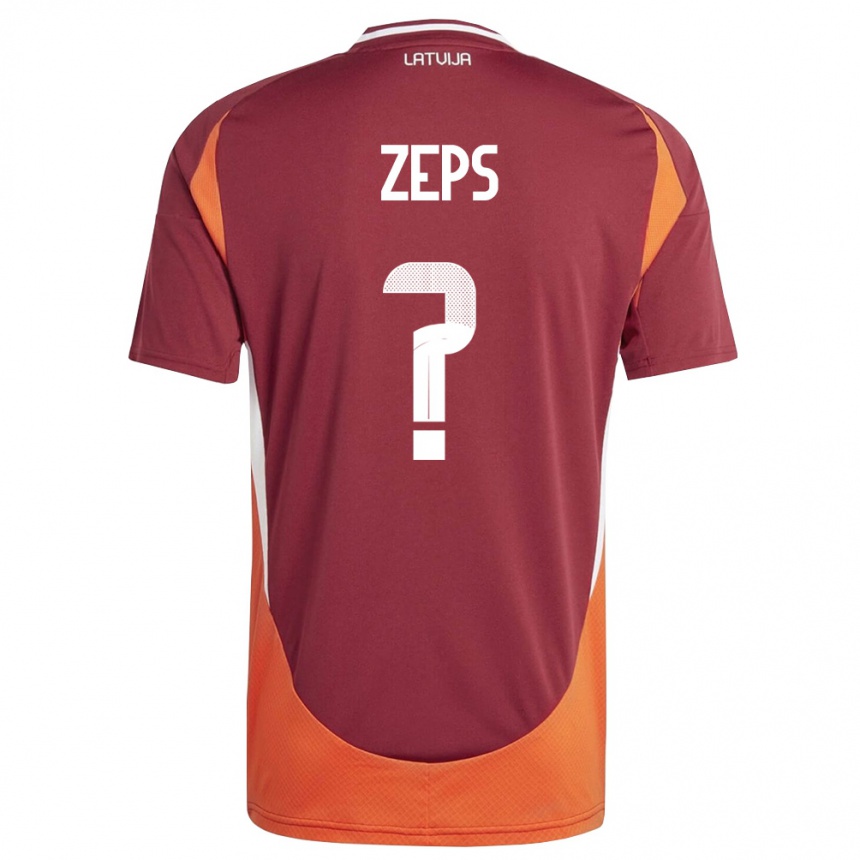 גברים כדורגל לטביה Daniels Zeps #0 אדום עמוק לבן כתום ג'רזי ביתית 26-28