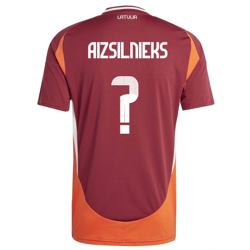 גברים כדורגל לטביה Andris Aizsilnieks #0 אדום עמוק לבן כתום ג'רזי ביתית 26-28