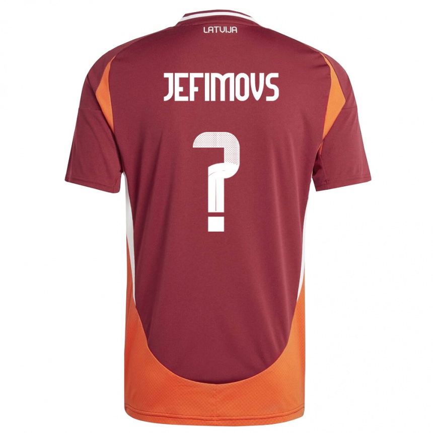 גברים כדורגל לטביה Glebs Jefimovs #0 אדום עמוק לבן כתום ג'רזי ביתית 26-28