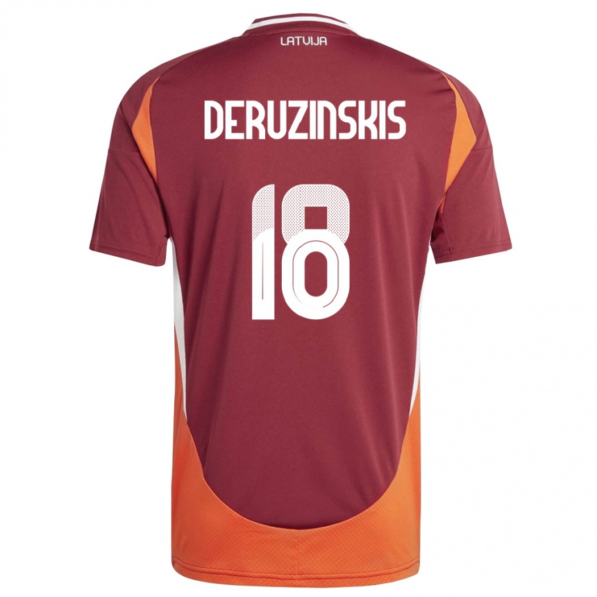 גברים כדורגל לטביה Ruslans Deruzinskis #18 אדום עמוק לבן כתום ג'רזי ביתית 26-28