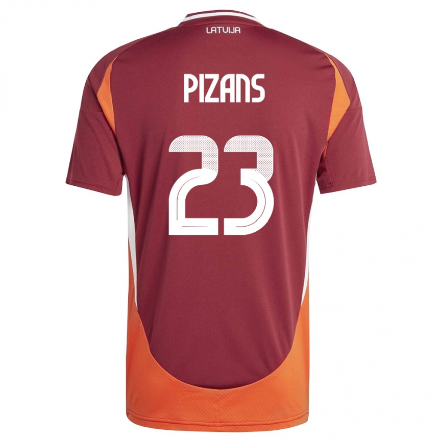 גברים כדורגל לטביה Ricards Pizans #23 אדום עמוק לבן כתום ג'רזי ביתית 26-28