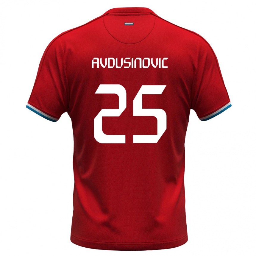 גברים כדורגל לוקסמבורג Kenan Avdusinovic #25 אדום לבן כחול ג'רזי ביתית 26-28