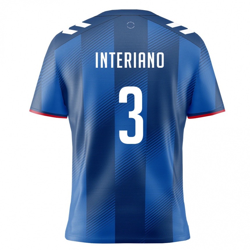 גברים כדורגל פוארטו ריקו Jordan Interiano #3 כחול מלכותי אדום לבן ג'רזי ביתית 26-28