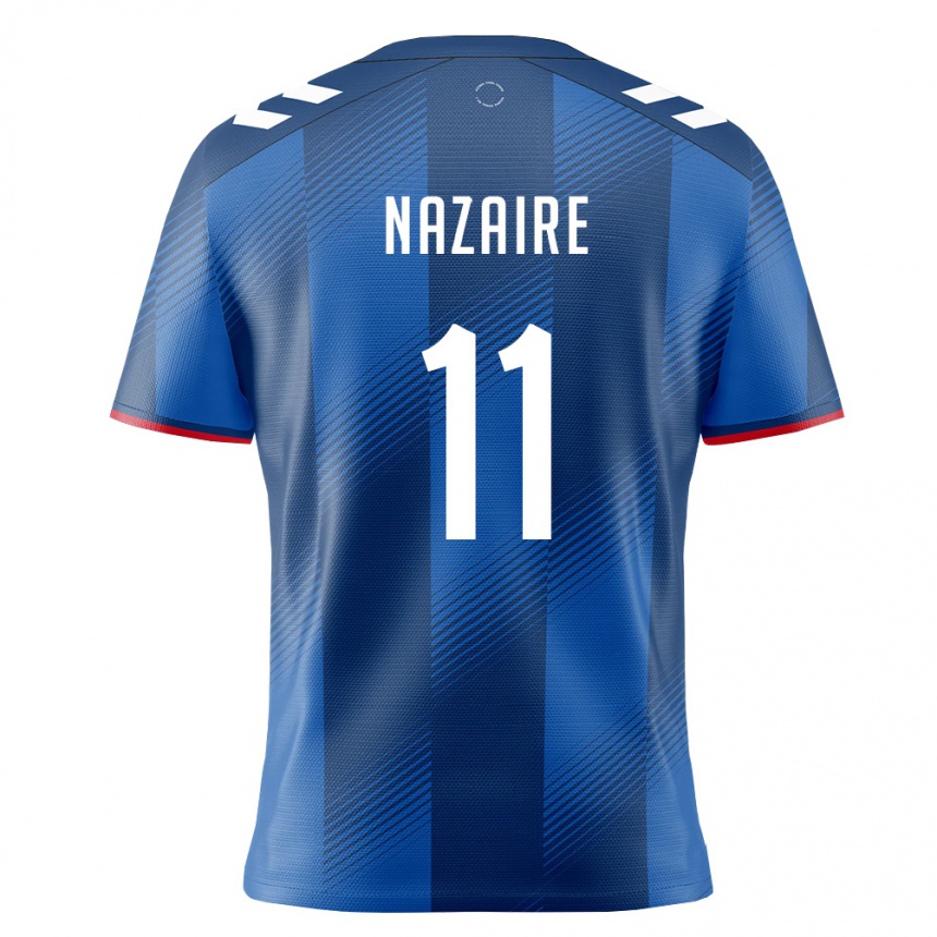 גברים כדורגל פוארטו ריקו Marcus Nazaire #11 כחול מלכותי אדום לבן ג'רזי ביתית 26-28