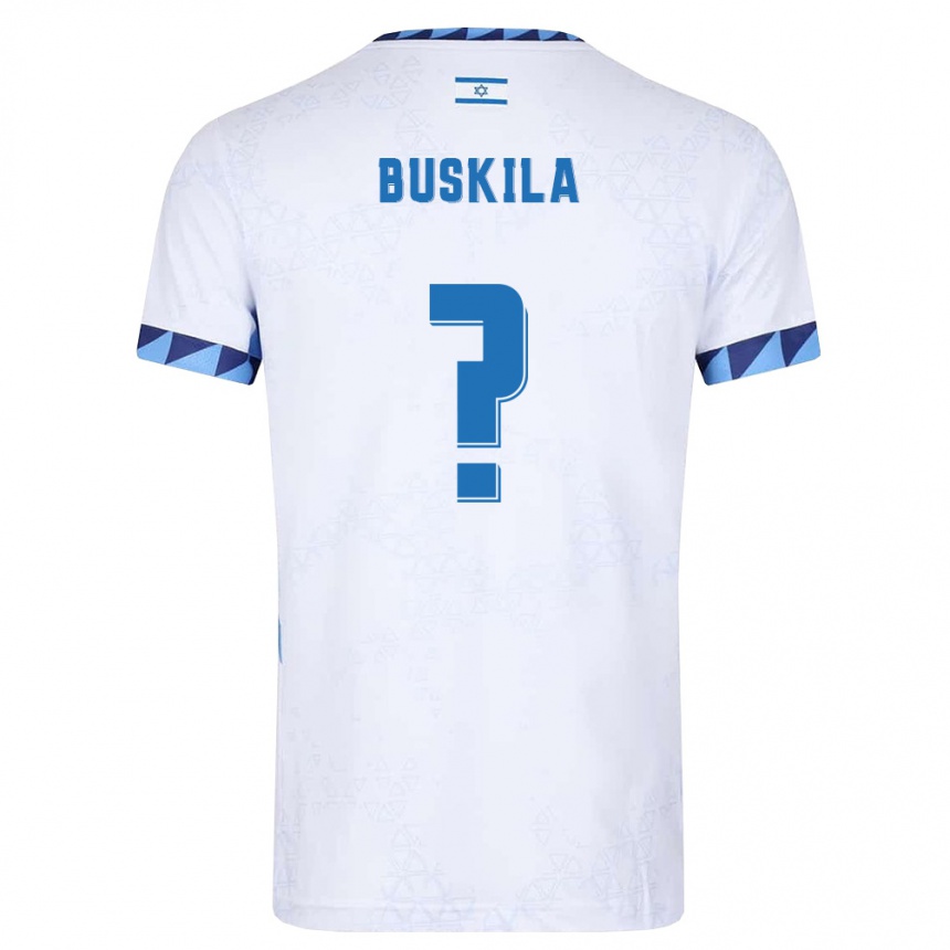 גברים כדורגל ישראל Mor Buskila #0 לבן כחול בהיר ג'רזי ביתית 26-28