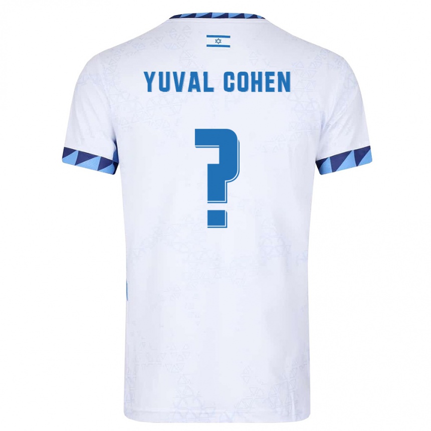 גברים כדורגל ישראל Yuval Cohen #0 לבן כחול בהיר ג'רזי ביתית 26-28