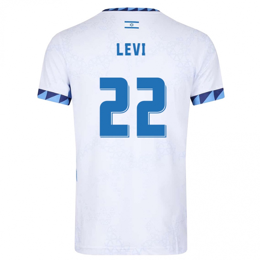 גברים כדורגל ישראל הבן של לוי #22 לבן כחול בהיר ג'רזי ביתית 26-28