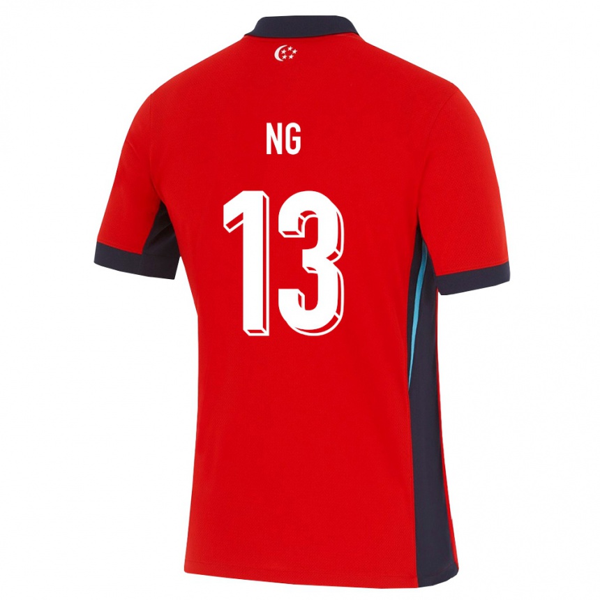 גברים כדורגל סינגפור Kenneth Ng #13 אדום לבן שחור ג'רזי ביתית 26-28