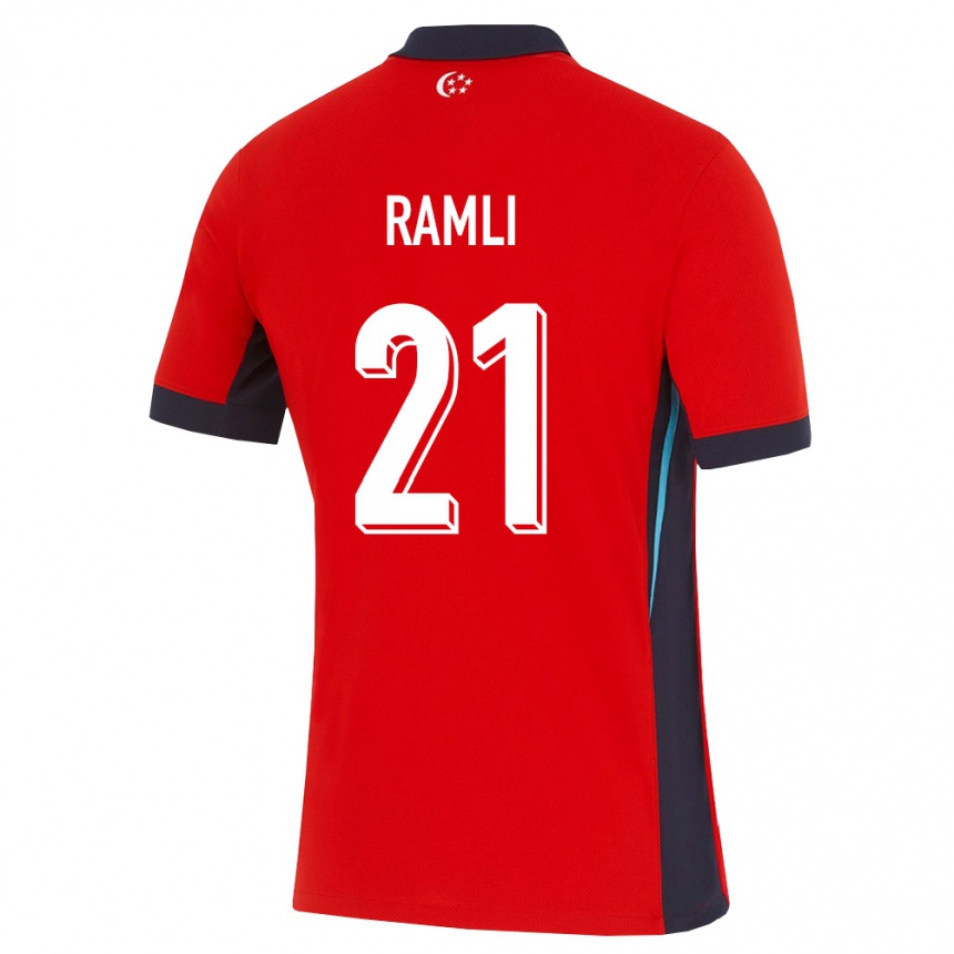 גברים כדורגל סינגפור Rasul Ramli #21 אדום לבן שחור ג'רזי ביתית 26-28