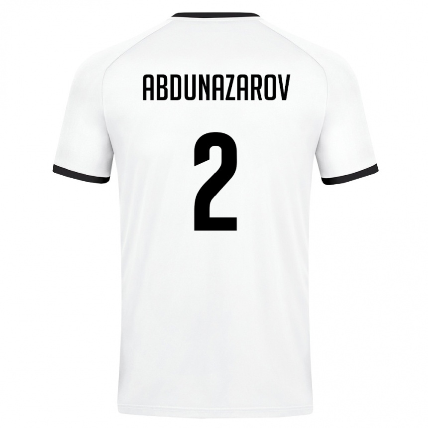 גברים כדורגל אוזבקיסטן Diyorbek Abdunazarov #2 לבן ירוק כהה הרחק ג'רזי 26-28