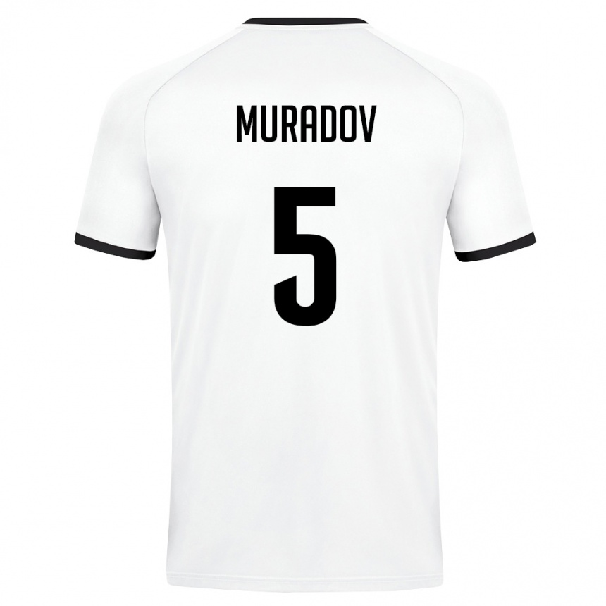 גברים כדורגל אוזבקיסטן Amirkhon Muradov #5 לבן ירוק כהה הרחק ג'רזי 26-28
