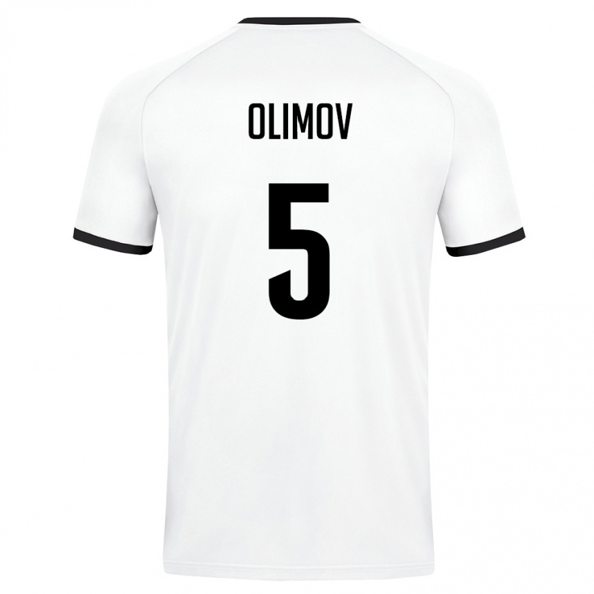 גברים כדורגל אוזבקיסטן Elsevar Olimov #5 לבן ירוק כהה הרחק ג'רזי 26-28