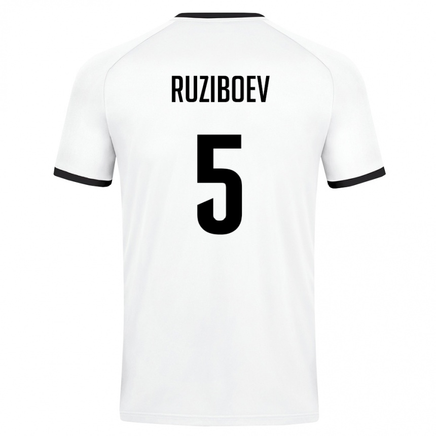 גברים כדורגל אוזבקיסטן Mukhammadaziz Ruziboev #5 לבן ירוק כהה הרחק ג'רזי 26-28
