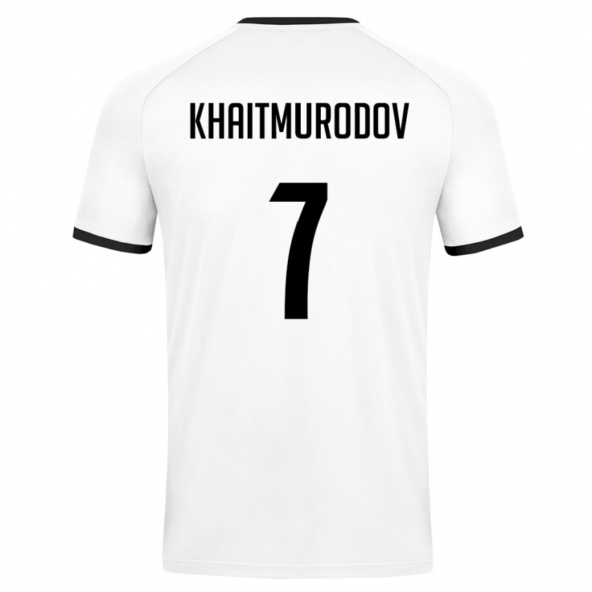 גברים כדורגל אוזבקיסטן Farrukh Khaitmurodov #7 לבן ירוק כהה הרחק ג'רזי 26-28